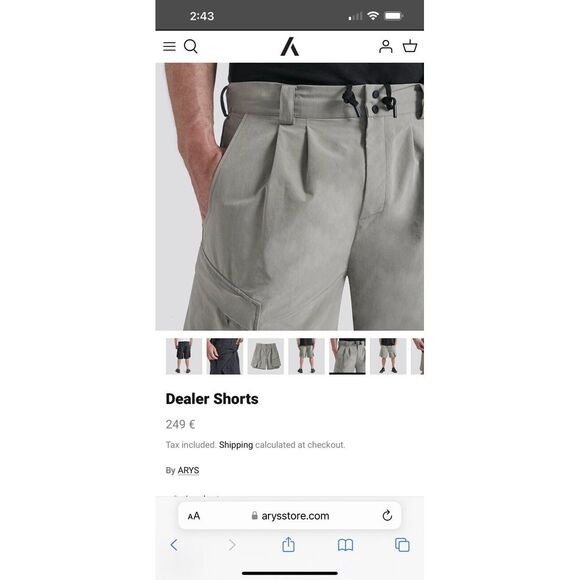 ARYS Dealer Shorts Mens Sz Medium Cargo Nylon Suede Removable Pockets Greygreen - Picture 15 of 16